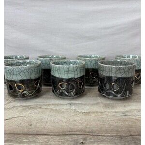 Vintage Somayaki Soma Ware Japan Double Wall Hearts Tea Cups Gold Horse Set of 7